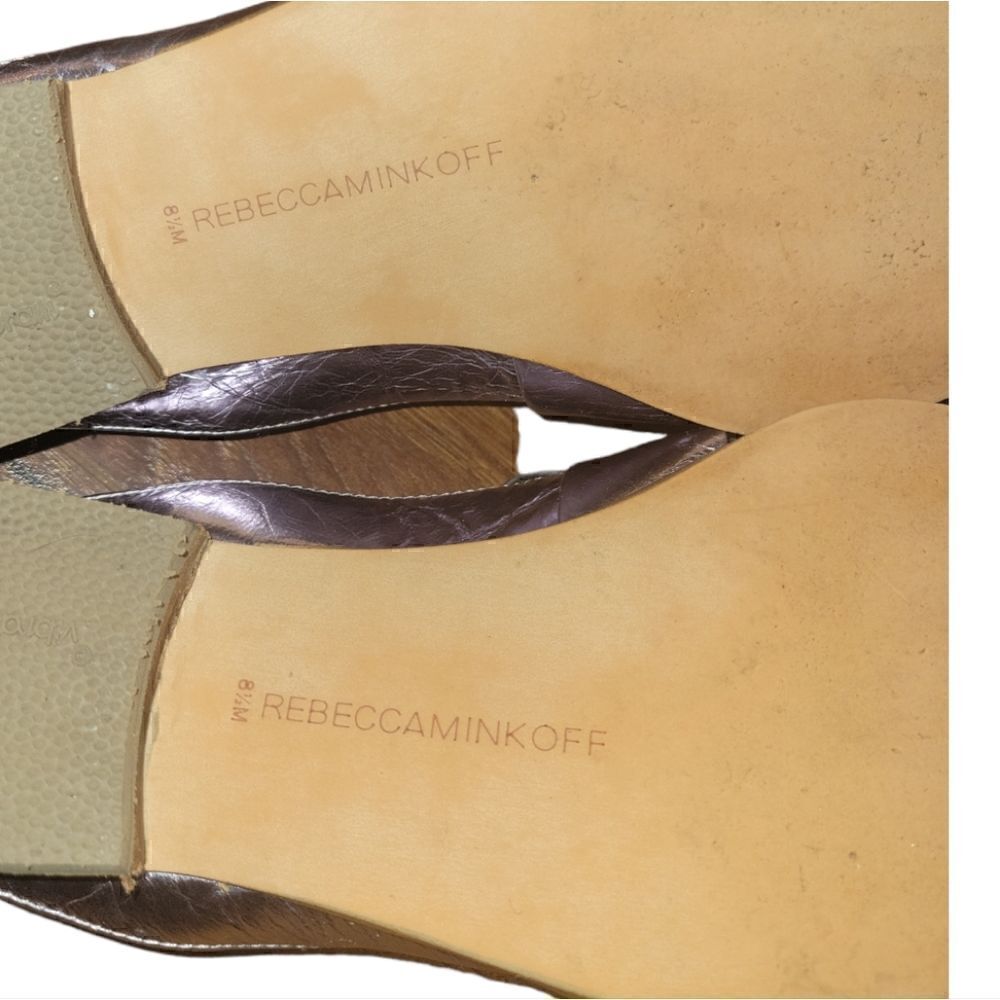 Rebecca Minkoff Mika Metallic Leather Mules Loafer Slides 8.5 w Dust Bag - Picture 10 of 16